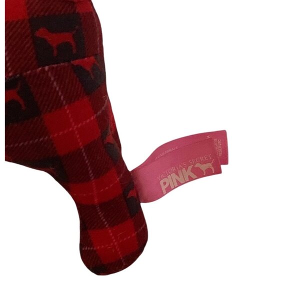 Victorias Secret PINK Plaid Plush Dog Red Black Checkered Stuffed Animal 8.5"x6" - Picture 2 of 8